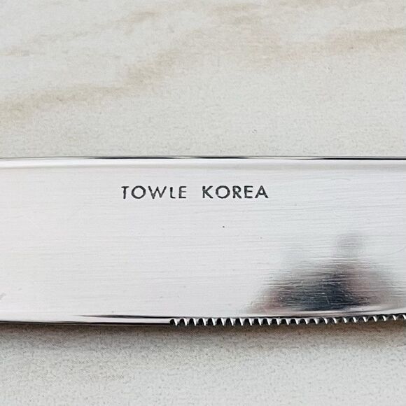 3pc TOWLE Beacon Hill Stainless Gold Accent Dinner Knife 9” Supreme 18/8 Glossy - Picture 3 of 8